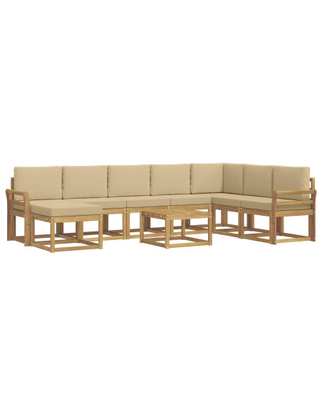Set di divani da esterno con cuscino 9 pcs Bianco e Beige