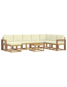 Set di divani da esterno con cuscino 9 pcs Bianco e Crema 2