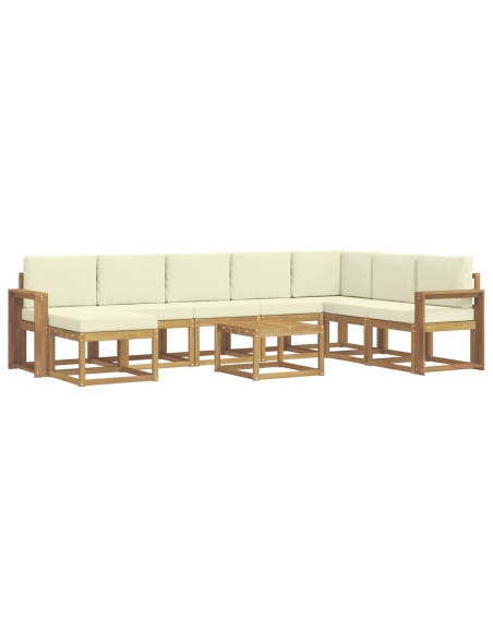 Set di divani da esterno con cuscino 9 pcs Bianco e Crema