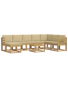 Set di divani da esterno con cuscino 9 pcs Bianco e Beige 2