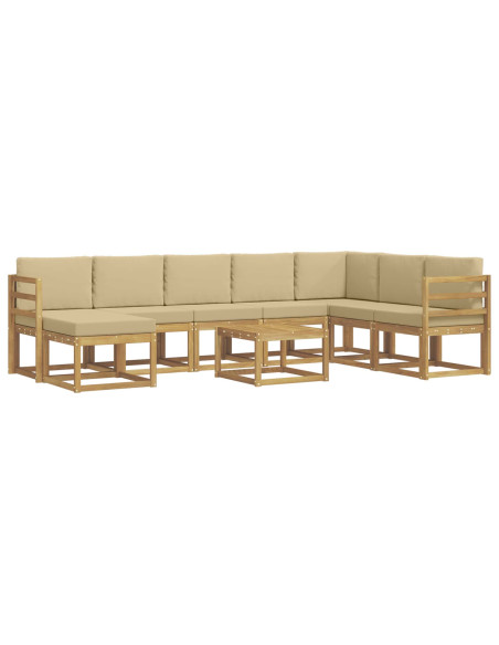 Set di divani da esterno con cuscino 9 pcs Bianco e Beige