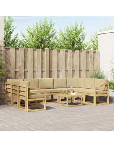 Set di divani da esterno 10 pcs Bianco e Beige 59 x 59 x 37 cm
