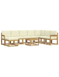 Set di divani da esterno con cuscino 9 pcs Bianco e Crema 2