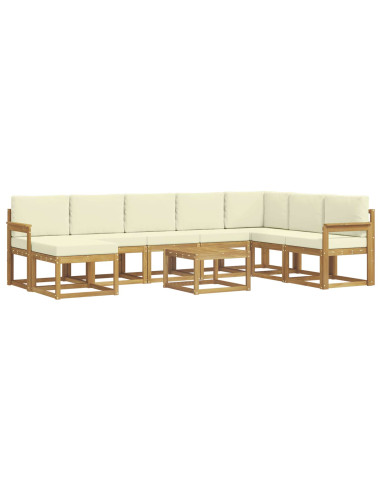Set di divani da esterno con cuscino 9 pcs Bianco e Crema