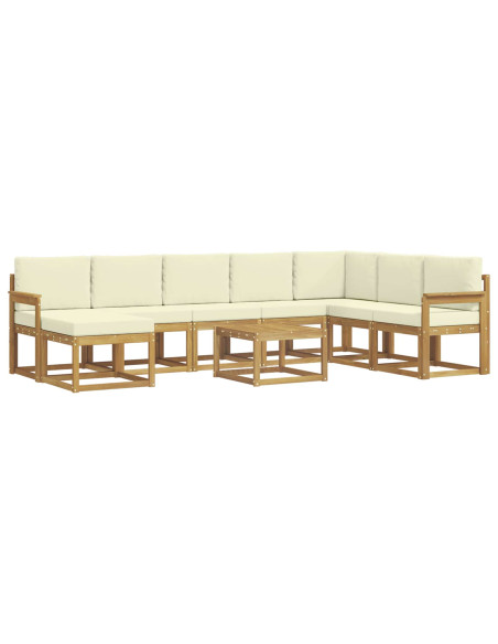 Set di divani da esterno con cuscino 9 pcs Bianco e Crema