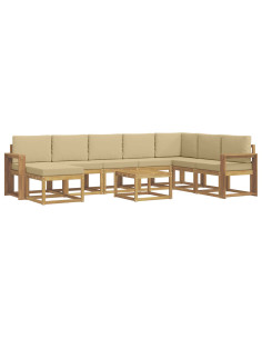 Set di divani da esterno con cuscino 9 pcs Bianco e Beige 2