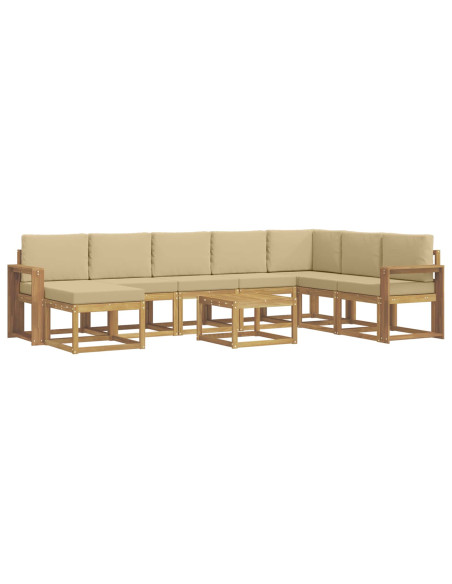 Set di divani da esterno con cuscino 9 pcs Bianco e Beige