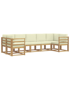 Set di divani da esterno con cuscino 7 pcs Bianco e Crema 2