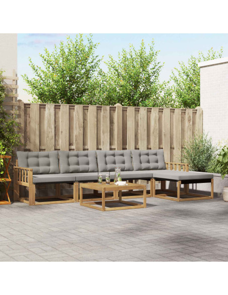 Set di divani da esterno 6 pcs Bianco e Grigio Chiaro