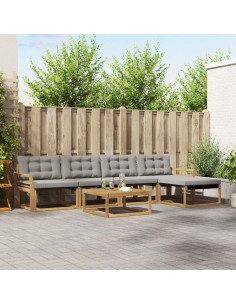 Set di divani da esterno 6 pcs Bianco e Grigio Chiaro