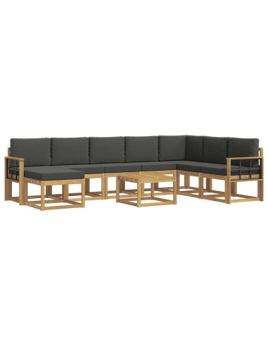 Set di divani da esterno con cuscino 9 pcs Bianco e Antracite