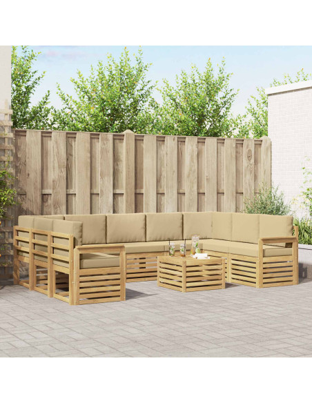 Set di divani da esterno 8 pcs Bianco e Beige 59 x 59 x 37 cm