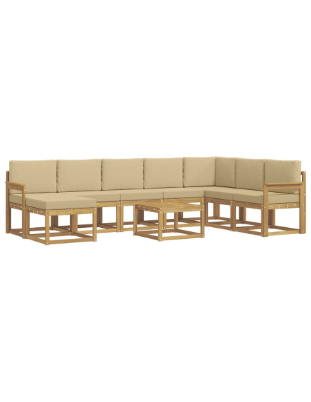 Set di divani da esterno con cuscino 9 pcs Bianco e Beige