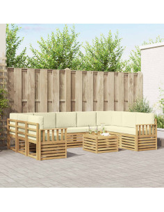 Set di divani da esterno 8 pcs Bianco e Crema 59 x 59 x 37 cm
