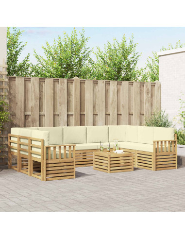 Set di divani da esterno 8 pcs Bianco e Crema 59 x 59 x 37 cm