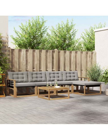 Set di divani da esterno 6 pcs Bianco e Grigio Chiaro