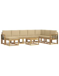 Set di divani da esterno con cuscino 9 pcs Bianco e Beige 2