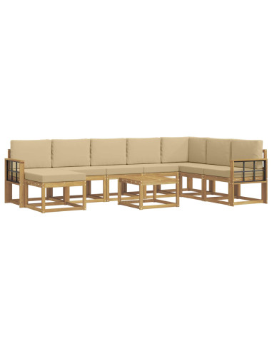 Set di divani da esterno con cuscino 9 pcs Bianco e Beige