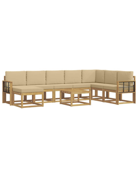 Set di divani da esterno con cuscino 9 pcs Bianco e Beige