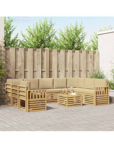 Set di divani da esterno 8 pcs Bianco e Beige 59 x 59 x 37 cm