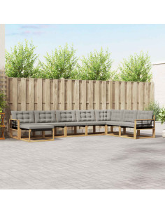 Set di divani da esterno 8 pcs Bianco e Grigio Chiaro