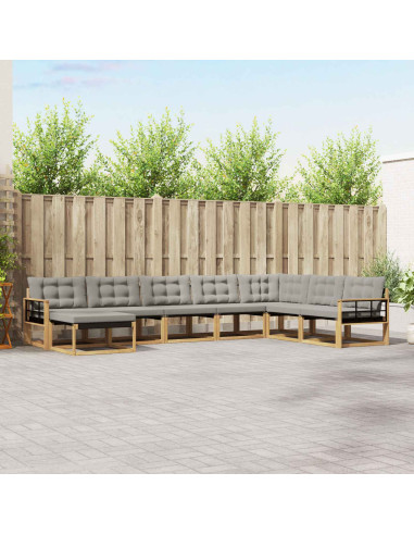 Set di divani da esterno 8 pcs Bianco e Grigio Chiaro