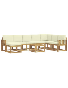 Set di divani da esterno con cuscino 9 pcs Bianco e Crema 2