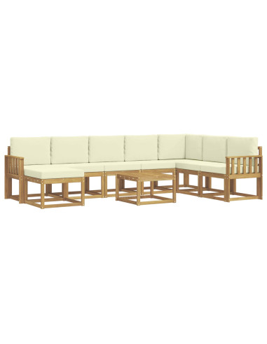 Set di divani da esterno con cuscino 9 pcs Bianco e Crema