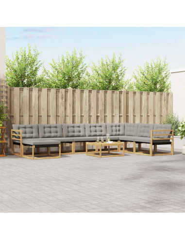 Set di divani da esterno 9 pcs Bianco e Grigio Chiaro