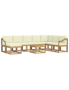 Set di divani da esterno con cuscino 9 pcs Bianco e Crema 2