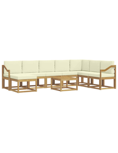 Set di divani da esterno con cuscino 9 pcs Bianco e Crema