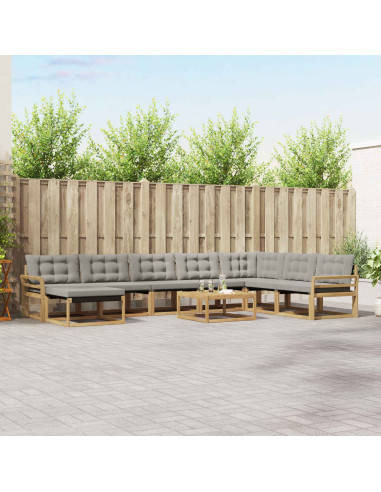 Set di divani da esterno 9 pcs Bianco e Grigio Chiaro