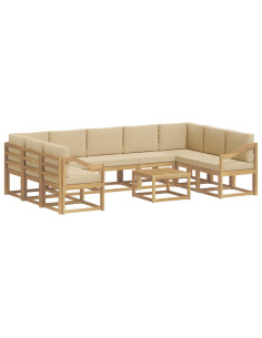 Set di divani da esterno 10 pcs Bianco e Beige 59 x 59 x 37 cm 2