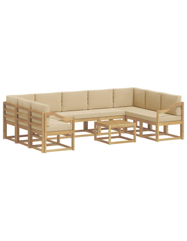 Set di divani da esterno 10 pcs Bianco e Beige 59 x 59 x 37 cm