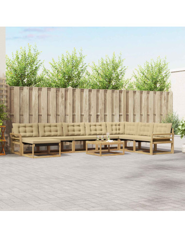 Set di divani da esterno 9 pcs Bianco e Beige