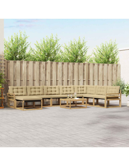 Set di divani da esterno 9 pcs Bianco e Beige