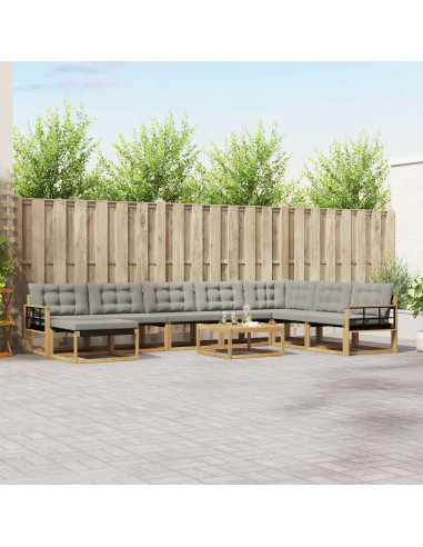 Set di divani da esterno 9 pcs Bianco e Grigio Chiaro