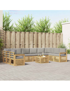 Set di divani da esterno 8 pcs Bianco e Grigio Chiaro