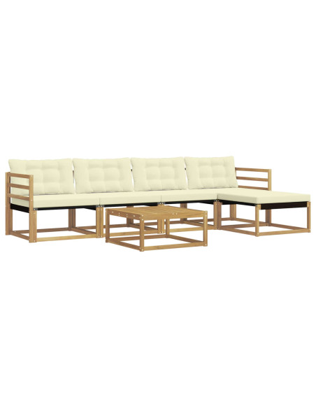 Set di divani da esterno 6 pcs Bianco e Crema