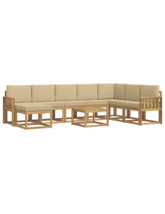 Set di divani da esterno con cuscino 9 pcs Bianco e Beige 2