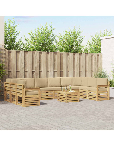 Set di divani da esterno 8 pcs Bianco e Beige 59 x 59 x 37 cm