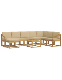 Set di divani da esterno con cuscino 9 pcs Bianco e Beige 2
