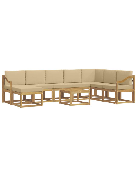Set di divani da esterno con cuscino 9 pcs Bianco e Beige