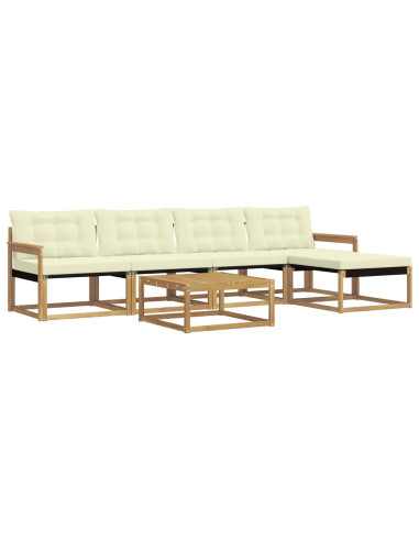Set di divani da esterno 6 pcs Bianco e Crema