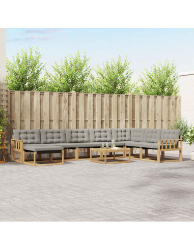Set di divani da esterno 9 pcs Bianco e Grigio Chiaro