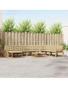 Set di divani da esterno 9 pcs Bianco e Beige