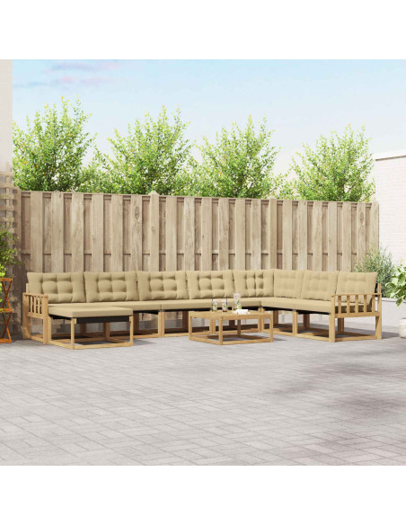 Set di divani da esterno 9 pcs Bianco e Beige