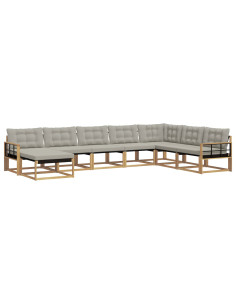 Set di divani da esterno 8 pcs Bianco e Grigio Chiaro 2