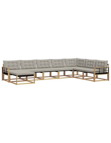 Set di divani da esterno 8 pcs Bianco e Grigio Chiaro