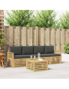 Set di divani da esterno 5 pcs Bianco e Antracite Poliestere